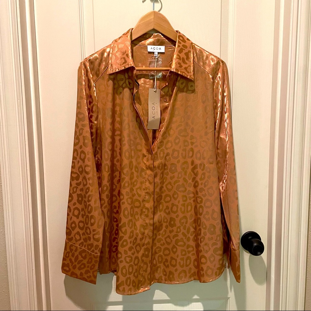 ACOA leopard print silk blouse